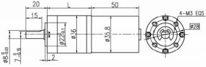 9V-16V 36 mm OD Brushless Dc Gearmotor 4 cực
