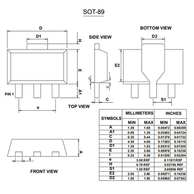 SOT-89 D882 NPN Điện tử Transistors Nhựa Encapsulate Power Dissipation