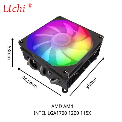 Máy sưởi nhiệt I3 I5 I7 I9 Lga775 1150 1151 1155 1156 1700 1366 2011 AMD AM4 AM5 Universal Horizontal CPU Cooler Fan Đen
