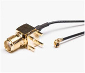 S-MA Phụ nữ Jack Extension Right Angle Coaxial PCB Mount To UFL UFL Connector 1.13 Cable Pigtail