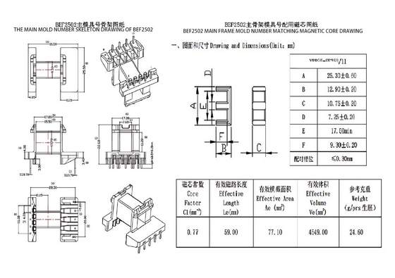 BEF2502 EF25 Bộ biến áp phân phối điện 5 5 PIN ngang cho phân phối đường dây điện