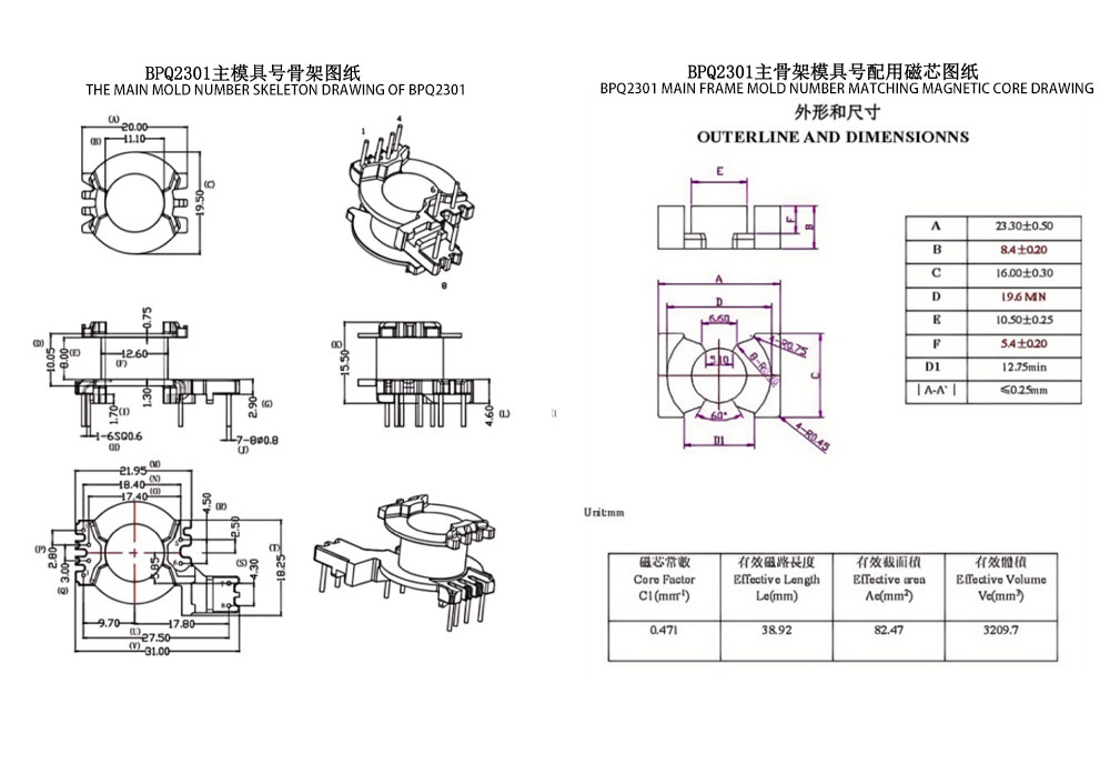 BPQ2301 PQ23 Đường thẳng đứng 4 2 2 PIN Máy biến đổi công suất trung bình cho phân phối